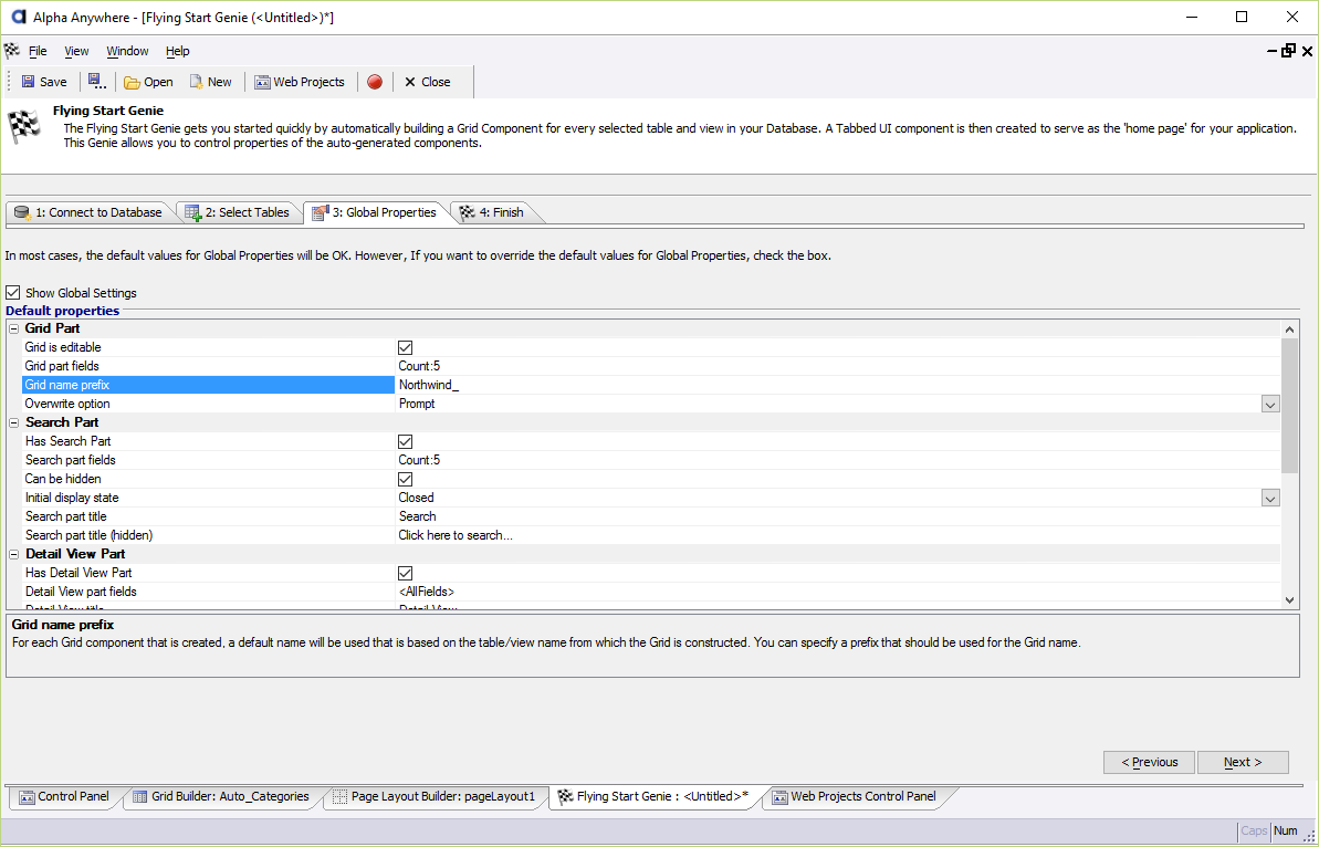 Changing the Grid name prefix to "Northwind_"